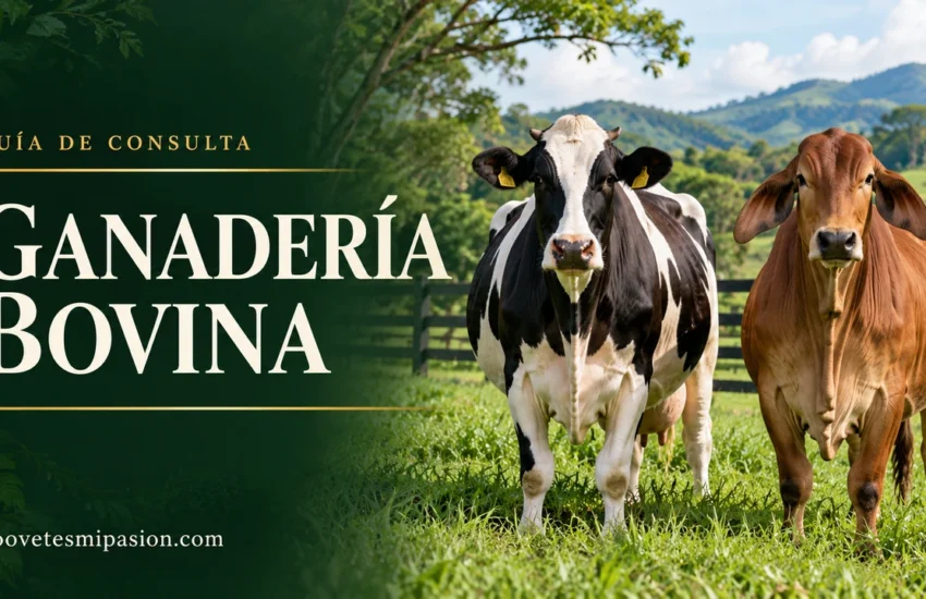 Guía de ganadería bovina: ganado de leche y carne en un potrero tropical.